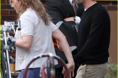 Actress Kate Winslet gets a visit from her boyfriend Ned Rocknroll on the set of 'Labor Day' in Shelburne, Massachusetts on June 7, 2012. The couple held hands as they strolled around the set and Kate was seen enjoying a cup of tea